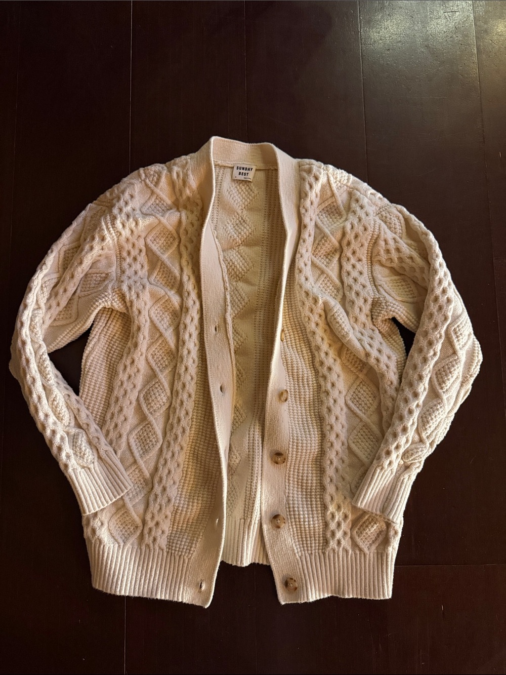 Sunday Best Ivory Cable Knit Cardigan
